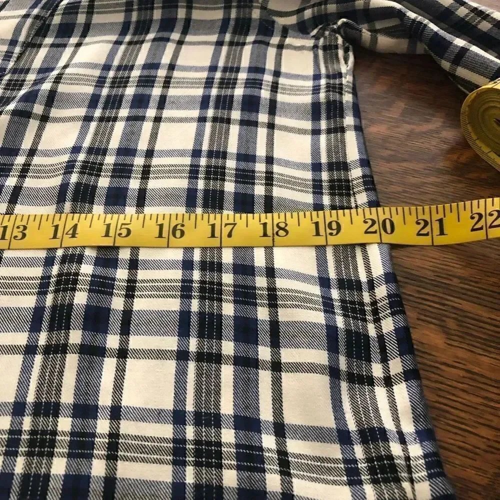 Madewell White, Navy, and Black Plaid Light Academia Shift Dress Size XS